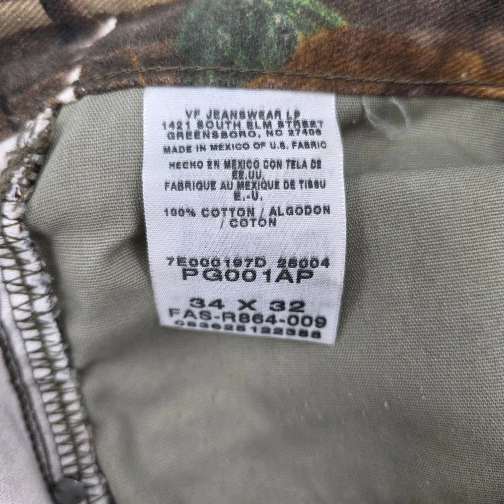 Wrangler Pro Gear Realtree Camo Pants Mens 34x32 Straight Leg Cotton PG001AP